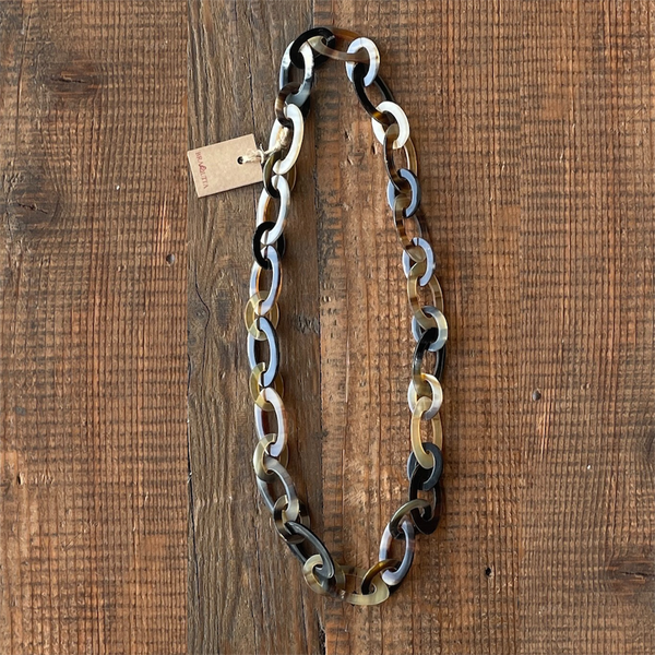 COLLAR ANNEAUX DE CORNE MARRON