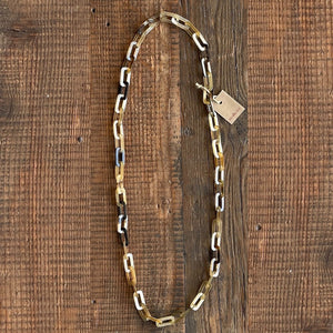 COLLAR MAILLONS CORNE RECTANGLES ECRU