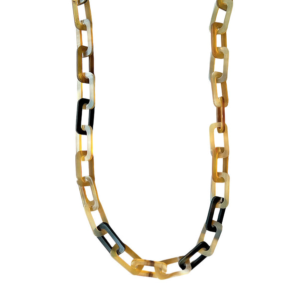 COLLAR MAILLONS CORNE RECTANGLES ECRU