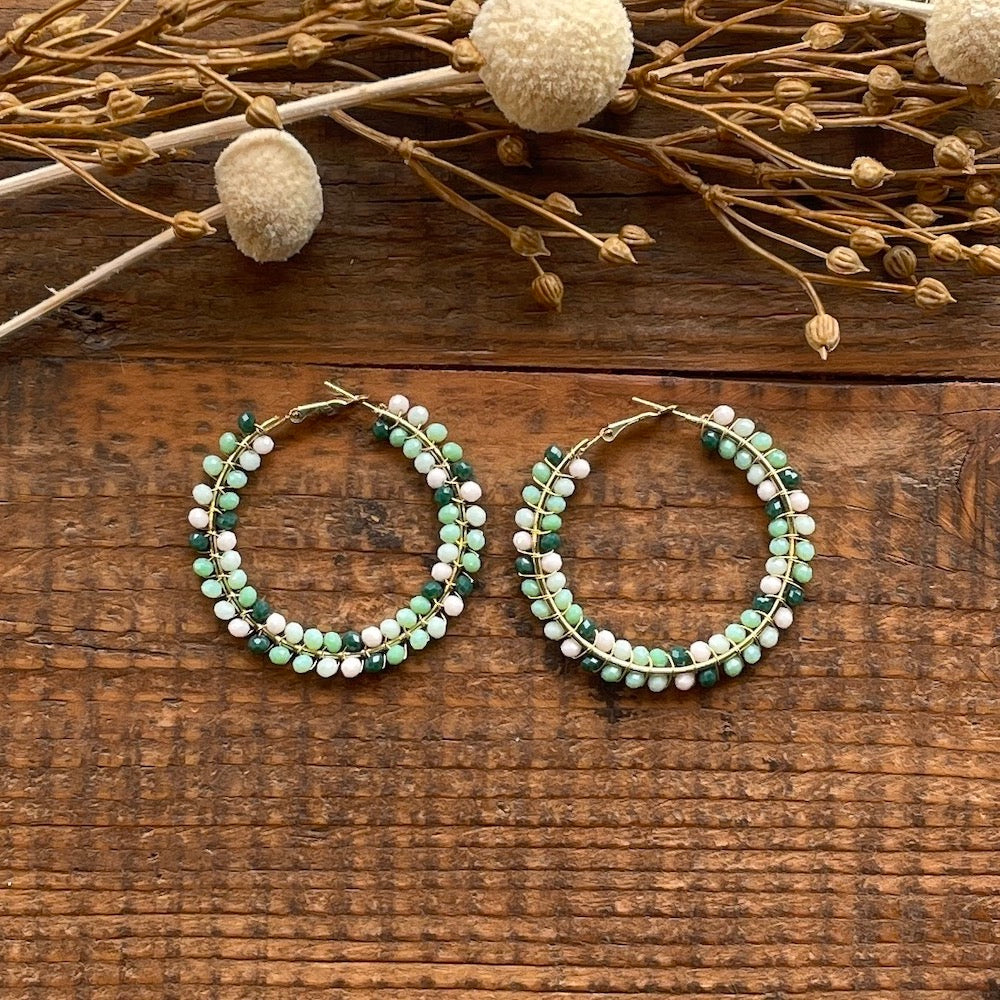 AROS CREOLE PERLES VERT FONCE