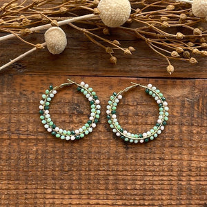 AROS CREOLE PERLES VERT FONCE