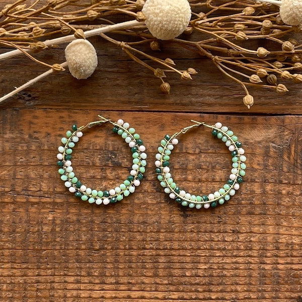 AROS CREOLE PERLES VERT FONCE