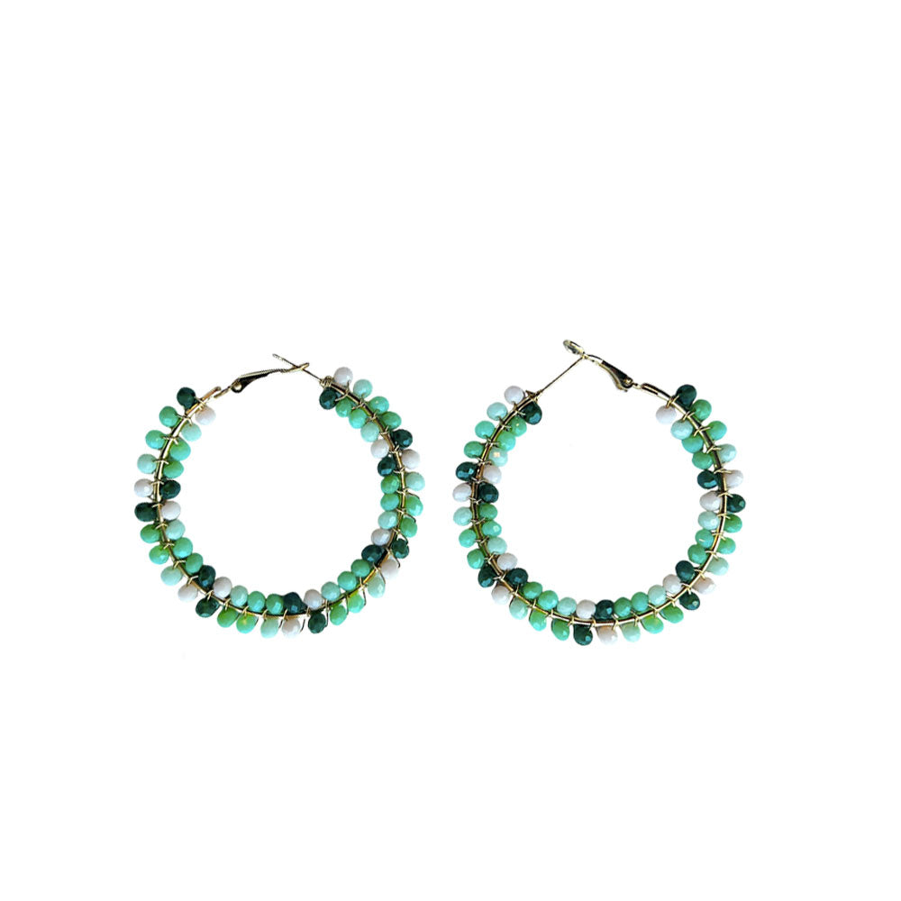 AROS CREOLE PERLES VERT FONCE
