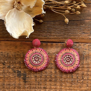 AROS RONDES MULTIPERLES ROSE FONCE