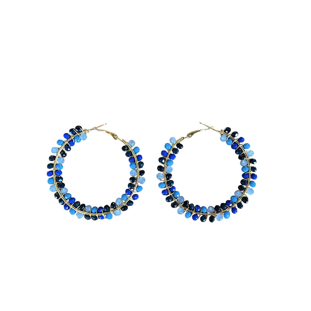 AROS CREOLE PERLES BLEU FONCE