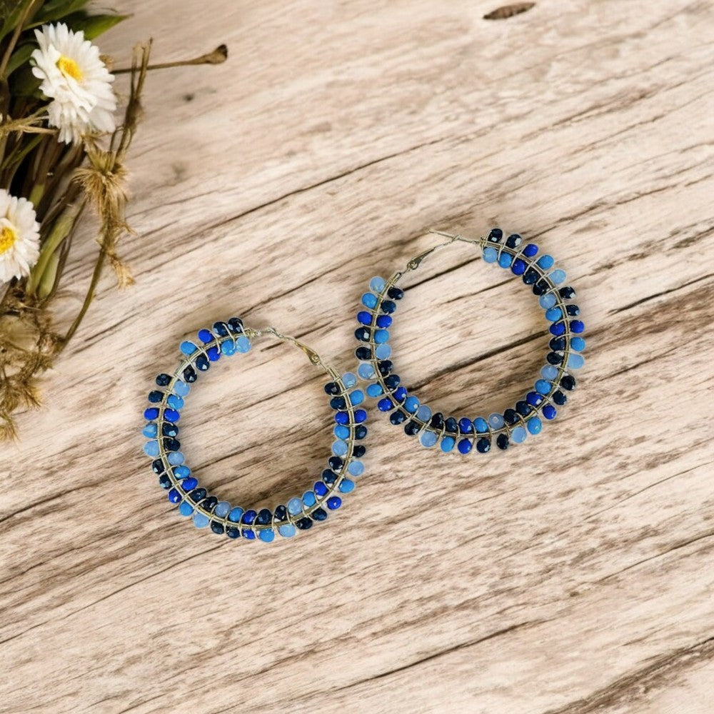 AROS CREOLE PERLES BLEU FONCE