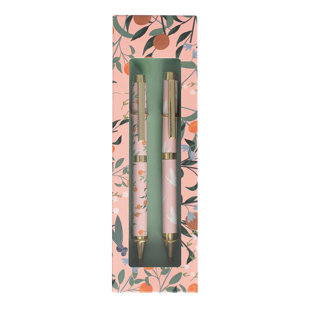 SET DE 2 BOLÍGRAFOS - BIRDS CORAL