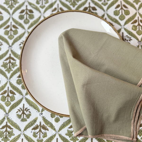 SET 4 SERVILLETAS ALGODÓN HINDI VERDE