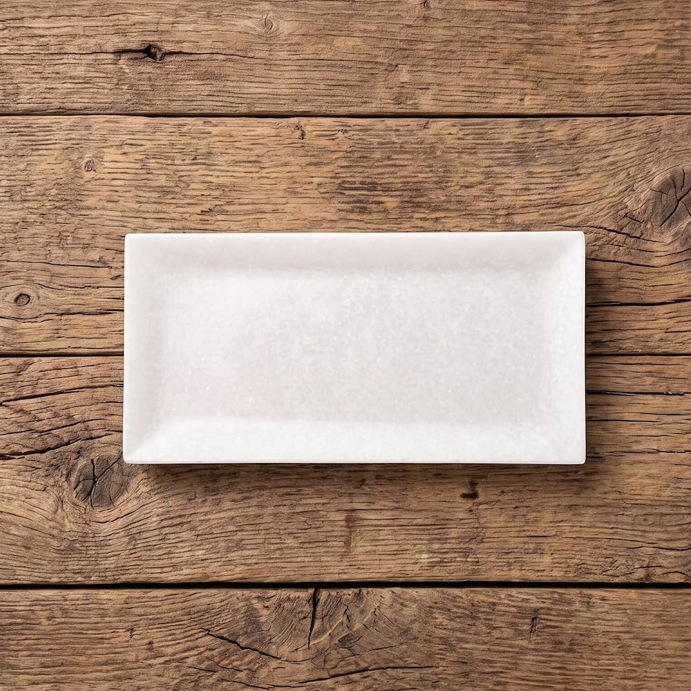 PLATO RECTANGULAR DE MARMOL BLANCO M