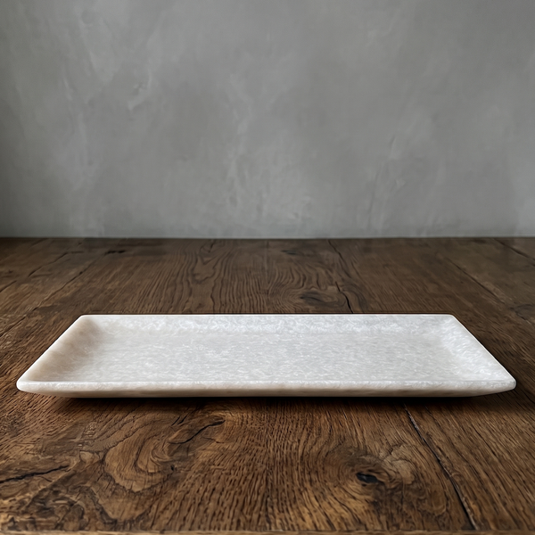 PLATO RECTANGULAR DE MARMOL BLANCO M