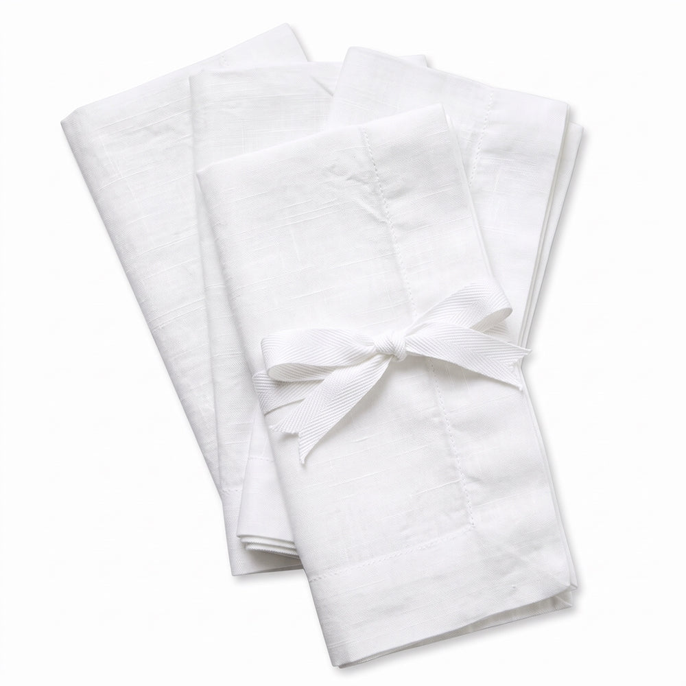 SERVILLETAS LINO BLANCO SET DE 4
