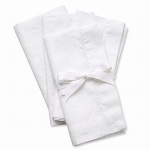 SERVILLETAS LINO BLANCO SET DE 4