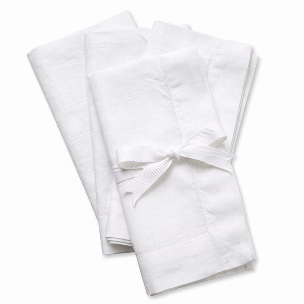 SERVILLETAS LINO BLANCO SET DE 4