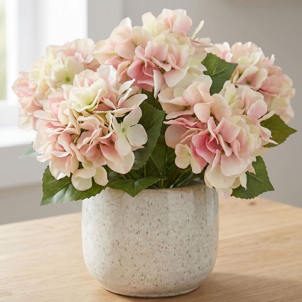 HORTENSIA BLANCA CON ROSADO 33CM