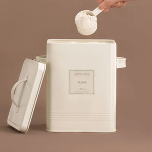 CONTENEDOR A GRANEL CREMA CON ETIQUETAS