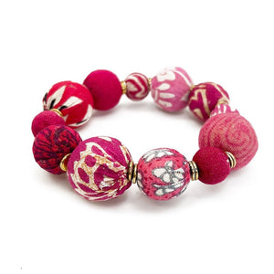 PULSERA TELA GRANDE FUCSIA