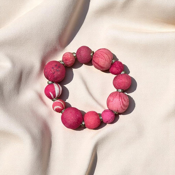 PULSERA TELA GRANDE FUCSIA