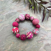PULSERA TELA GRANDE FUCSIA