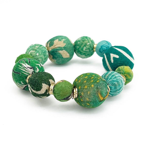 PULSERA TELA GRANDE VERDE