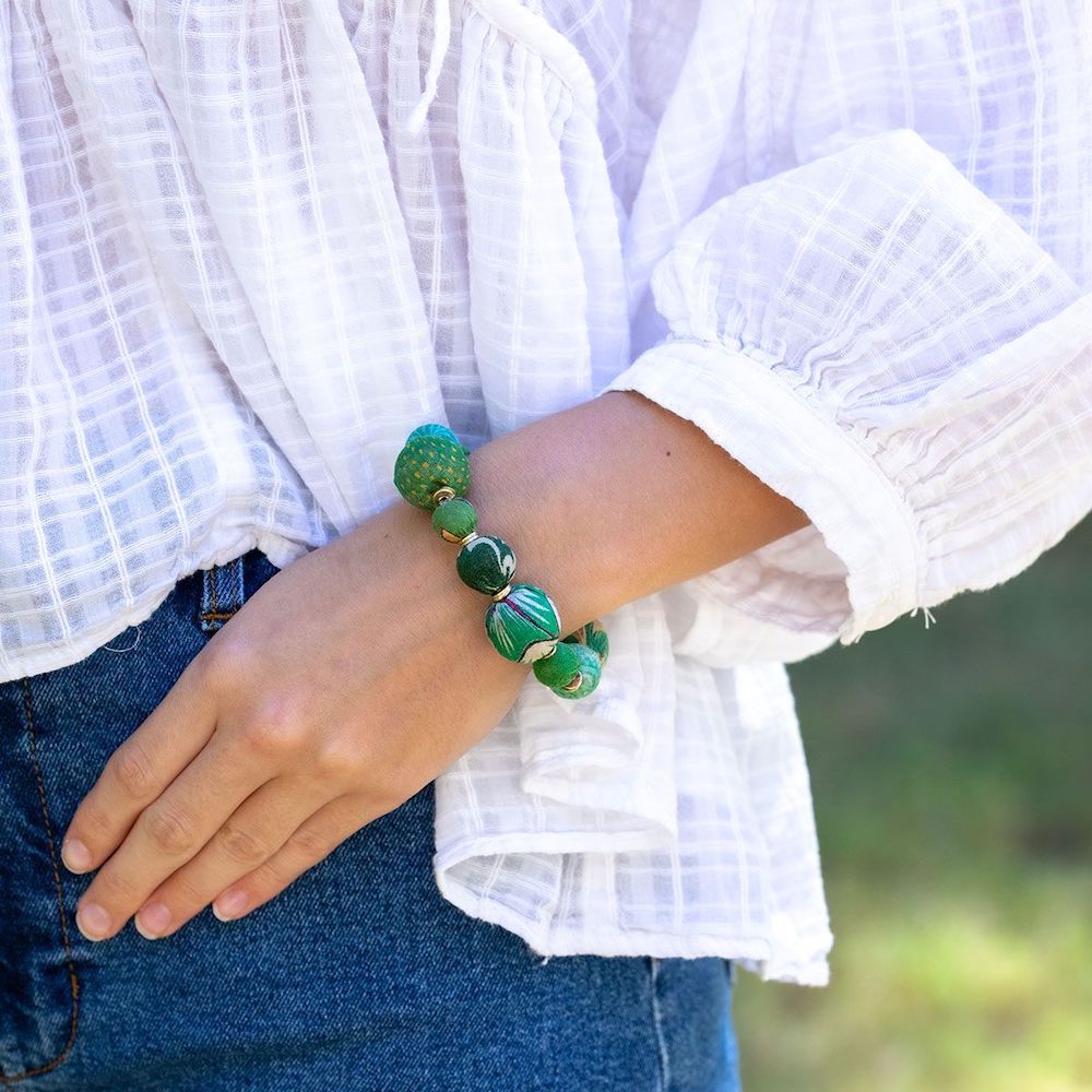 PULSERA TELA GRANDE VERDE