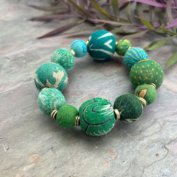 PULSERA TELA GRANDE VERDE