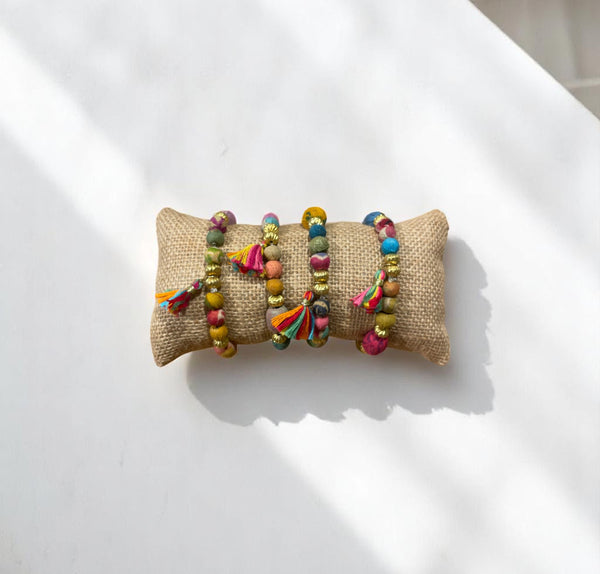 PULSERA TELA S BORLAS