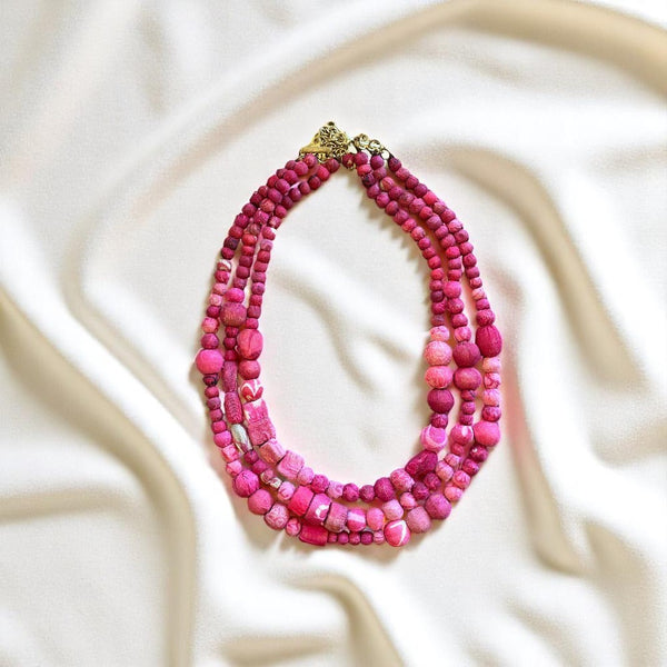 COLLAR TELA TRIPLE SIMPLE FUCSIA