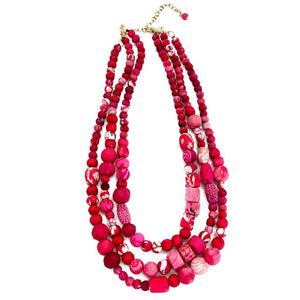 COLLAR TELA TRIPLE SIMPLE FUCSIA