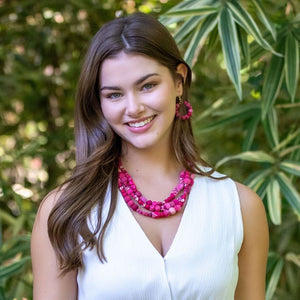 COLLAR TELA TRIPLE SIMPLE FUCSIA