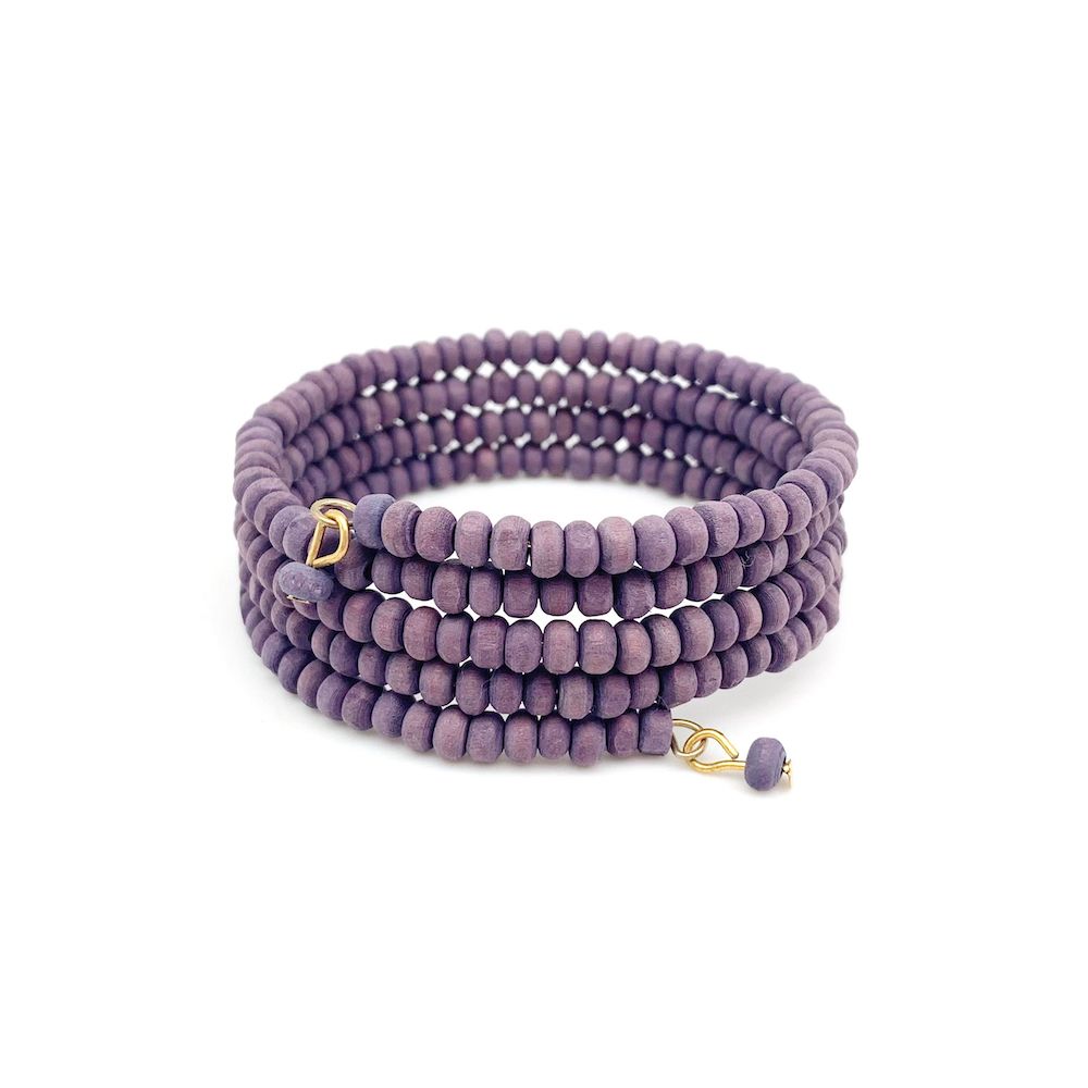 PULSERA MADERA ESPIRAL MORADA