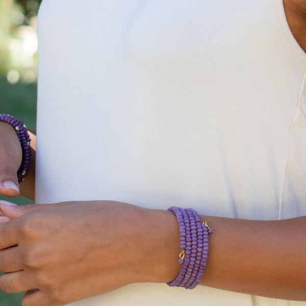 PULSERA MADERA ESPIRAL MORADA