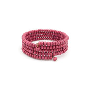 PULSERA MADERA ESPIRAL FUCSIA