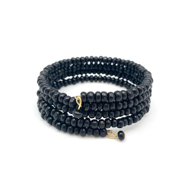 PULSERA MADERA ESPIRAL NEGRO