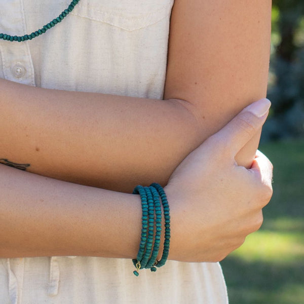 PULSERA MADERA ESPIRAL VERDE