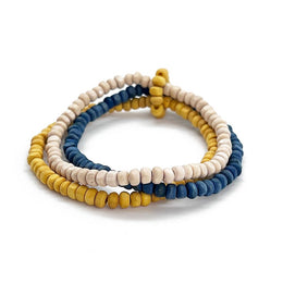PULSERA MADERA TRIPLE AZUL