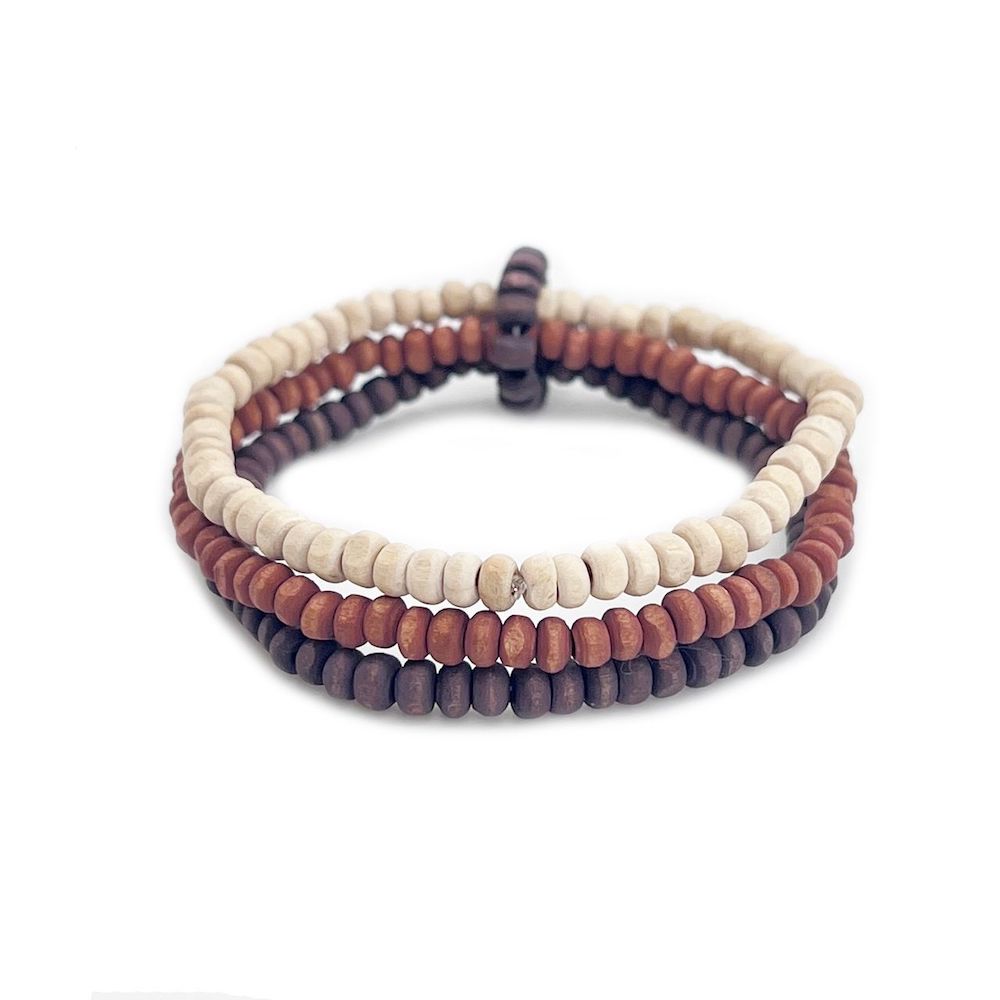 PULSERA MADERA TRIPLE CAFÉ