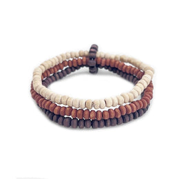PULSERA MADERA TRIPLE CAFÉ