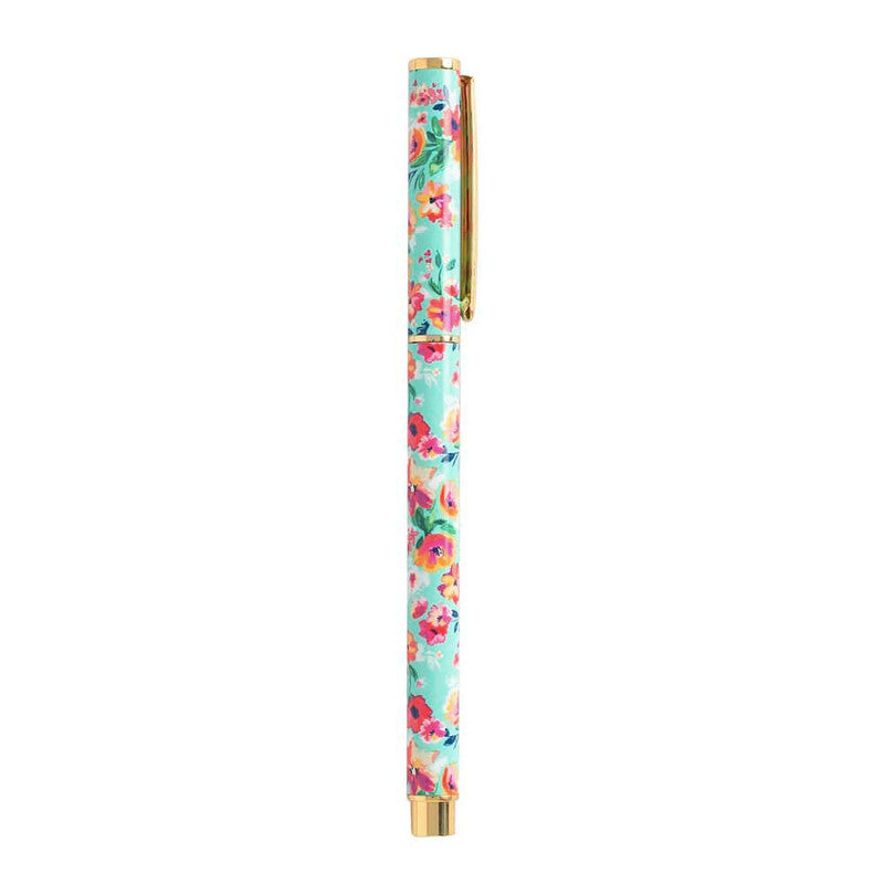 BOLIGRAFO METALICO - FLORES F/CELESTE