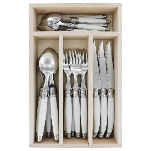 SET CUBIERTOS 24 UNIDADES BLANCO TIZA