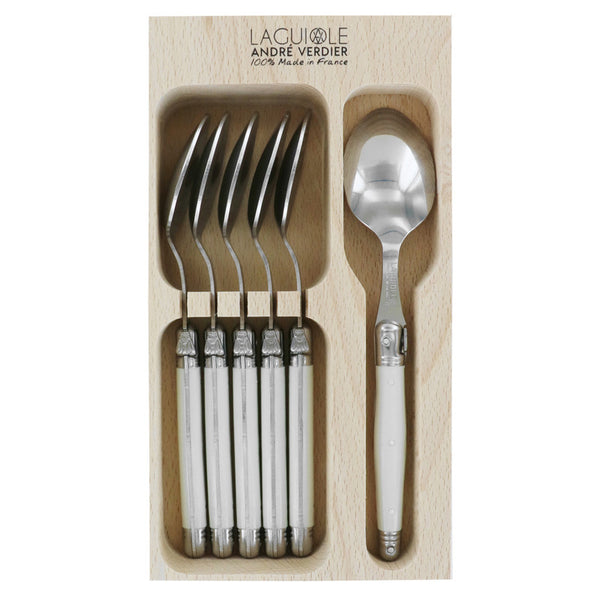 SET 6 CUCHARAS POSTRE BLANCO